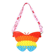 Load image into Gallery viewer, Fidget Shoulder Bags Silicone Handbag Pop Bubble Figit Sensory Squeeze Toy Rainbow Pop Purse Figetsss Mini Crossbody Bag for Girls Women Figetget Packs Cheap to Relieve Stress (Butterfly)
