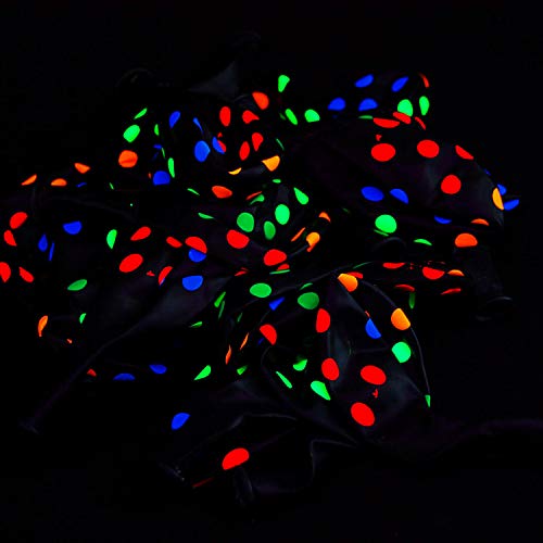 Black with Neon Polka Dots Glow Party Balloons - Glow In The Dark Store