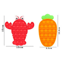 Load image into Gallery viewer, ONEST 2 Pieces Silicone Push Pops Bubbles Fidget Sensory Toy Funny Pops Fidget Toy Autism Special Needs Stress Reliever Toy (Carrot and Lobster Style)
