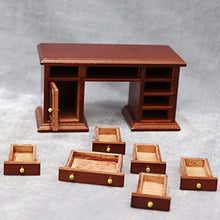 Load image into Gallery viewer, Cuteam Dollhouse Miniatures Furniture Accessories, Wooden 1/12 Scale Retro Dollhouse Writing Desk Chair Set Tiny Furniture for Decor - A
