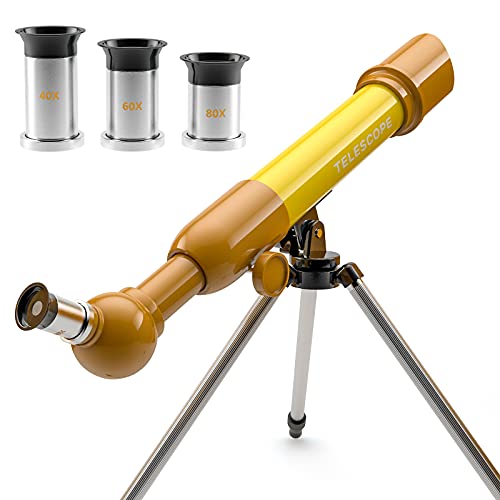 Astronomy Telescopes for Kids-Capable of 80x, 60x, 40x Magnification,Including Three Zoom Lenses,Bracket,Suitable Games for Kids 8-12,The Perfect STEM Gift for a Young Astronomer-Green