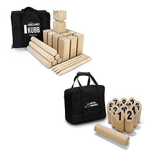 Load image into Gallery viewer, YardGames Kubb Premium Wooden Game Set with Storage Bag Bundle with Yard Games Burned Hardwood Outdoor Scatter Toss Target Lawn Game Skittles Set

