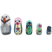 Plastic Nesting Dolls for Kids,Set of 5 Cute Animal Russian Doll,Stacking Plastic Handmade Matryoshka Dolls, Great Birthday Gifts for Children Toys (Multi Owl)