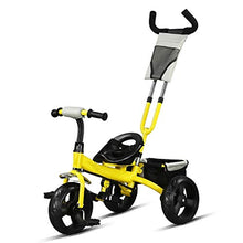 Load image into Gallery viewer, Tricycle Adjustable Hand Push Rod Multi-Function 3-in-1 Child Tricycle with Two-Point Seat Belt Baby Outdoor Tricycle Children Trike Kids Tricycle Toddler Trike 110X59x43cm (Color : Yellow)
