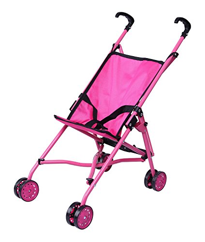 Precious Toys Hot Pink Umbrella Doll Stroller, Black Handles and Hot Pink Frame - 0128A