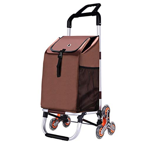 Aluminum Alloy Shopping Cart Can Climb Stairs Shopping Cart Portable Folding Household Trailer (Color : B)