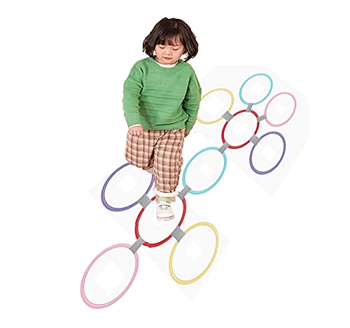 Hopscotch Game Kids Hopscotch Jumping Ring Game-38cm, Boys and Girls Balance and Coordination Training Toys, Color Ring Throwing Game Set, 10 PCS (Size : 8 Sets)