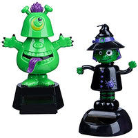 Decsun 2pcs Solar Toy Doll Dancing Figure Toy Car Dashboard Dancer Figurine Decoration Ornament for Halloween Trick or Treat Party Car Office Desk Home Decoration (Witch), HJ-002