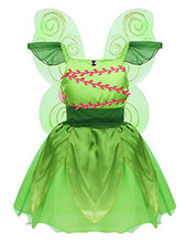 Load image into Gallery viewer, Mufeng Kids Girls Fairy Tale Green Princess Tutu Dress with Wings Halloween Cosplay Costumes Party Dress Up Green 4-6
