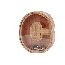 Load image into Gallery viewer, Academyus Letter-Shaped Piggy Bank, Personalized Transparent Window Knot Solid Wood Meaningful Letter Coin Box C
