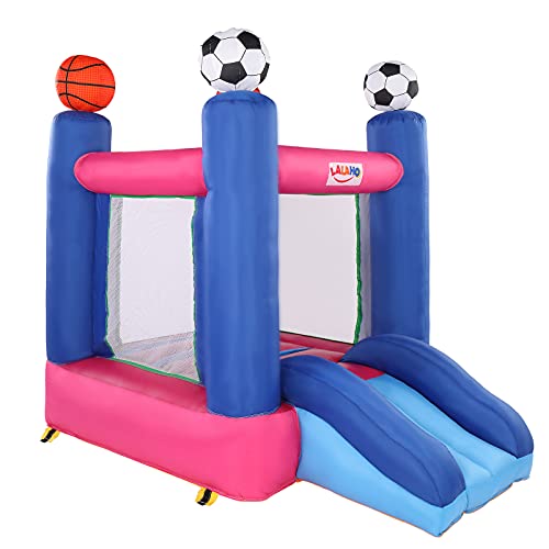 LALAHO Inflatable Bounce House with Air Blower, Jumping Castle with Slide and Carry Bag and Balls,170250210cm