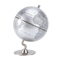 HEALLILY Earth Globe Statue Retro Antique High Definition World Map Globe Figurine with Stand Geography Teaching Tools for Children Kids Silver
