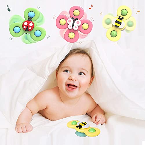 Collinphen Suction Cup Spinner Toy Suction Spinner Toys for Toddlers Learning Toys for 2-4 Year Old First Birthday Gift Sensory Toys for 1-3 Year Old Baby [3pcs]