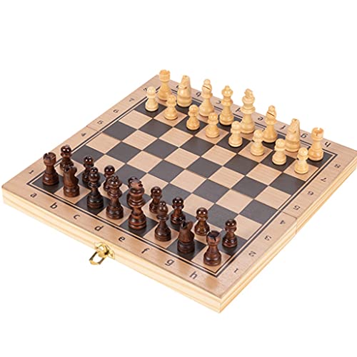 Chess Sets Solid Wood Magnetic Folding Board Game with Storage Travel Chess- for Beginner&Kids 2 Extra Queen (Size : Medium)