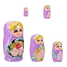 Load image into Gallery viewer, Toyvian 5Pcs Cute Russian Nesting Dolls Traditional Girl Matryoshka Doll Handmade Wooden Wishing Dolls Stacking Nested Doll Russian People Peg Gift Home Decoration Purple

