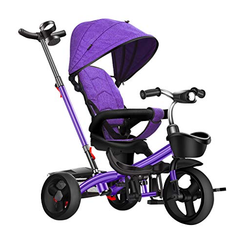 Child Trike ?Outdoor Recreational Tricycle Smart Trike Trikes Walker for Kids Adjustable Trike for 2 Year Old Red Purple Grey Blue (Color : Purple)