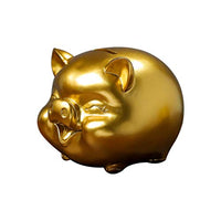 SUPVOX Piggy Chinese Piggy Bank Bank Animal Coin Bank Golden Pig Figure Desktop Resin Ornament Children Friends Birthday Festival New Year Gifts Home Office Gold Coin Bank Decoration Gold Piggy Bank