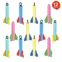 ArtCreativity Foam Finger Flyer Rockets - Pack of 12 - 6.5 Inches Big - Assorted Colors - Slingshot Method to Fly High - Fun Carnival Toy and Party Favor - Amazing Gift Idea for Boys and Girls Ages 3+