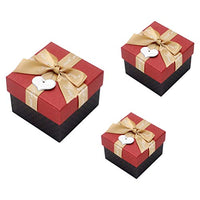 Cabilock 3pcs Christmas Nesting Gift Box Paper Gift Boxes with Ribbon Bowknot Heart Tag Chocolate Candy Baking Boxes Container for Necklaces Bracelet Earrings Packaging