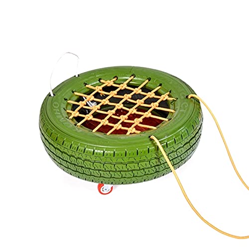 Swing Color Real Tire Swing, Children's Parent-Child Play Toys with Rollers, Tire Scooter (Color : Green)