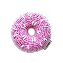 Load image into Gallery viewer, Cheengoo Organic Hand Crocheted Bamboo Rattle - Pink Donut

