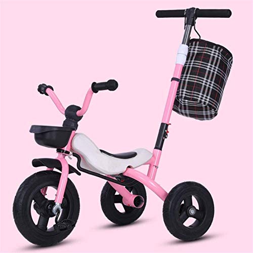 Children's Tricycle Can Be Folded, Baby Stroller (Removable Push Handle), 1-6 Years Old Bicycle Stroller, Children's Toys, Product Load 50kg,Color:Orange (Color : Pink)