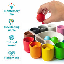 Load image into Gallery viewer, Ulanik Balls in Cups Large Montessori Toy Wooden Sorter Game 12 Balls 35 mm Age 1+ Color Sorting and Counting Preschool Learning Education (2 Edition)
