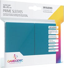 Load image into Gallery viewer, Prime Standard-Sized Card Sleeves | 100 Pack of 66 mm by 91 mm Card Sleeves | Premium Quality Card Game Holder | Use with TCG and LCG Games | Extra High Clarity | Blue Color | Made by Gamegenic
