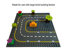 Load image into Gallery viewer, Apostrophe Games Large Building Blocks Road Base Plates Compatible with All Major Brands  8Pcs Straight and Curved Road Plates for Construction Blocks  7.5 x 7.5 Inch Street Baseplates
