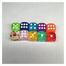 Load image into Gallery viewer, YXXJJ dice 10Pieces/Lot Transparent Acrylic 6 Sided 14mm D6 Point Dice for Club/Party/Family Board Games 10 Colors Easy to roll, not Easy to Damage (Color : Clear)
