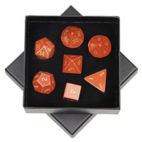 SUNYIK 7 PCS Polished Crystal Stone Polyhedral DND Dice Set for for RPG MTG Table Games, DND Game Dice Polyhedral Dungeons and Dragons for Office Home Decoration, Red Jasper