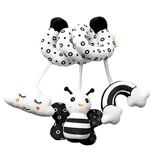 KAKIBLIN Crib Decorations Toy, Baby Crib Toy Hanging Decorations Plush Toys for Crib Bed Stroller Spiral Plush Toys Car Seat Travel Toy for Infant 0-6 Months, Bee