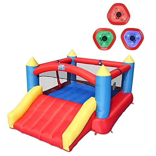ACTION AIR Bounce House, Bounce House with Blower and HITME Musical Toy, Jumping Castle with Slide, Backyard Inflatable Bouncy Castle, Great Summer Fun (9945)