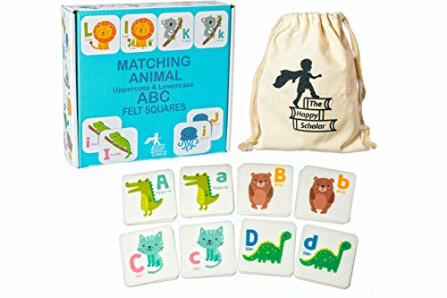 Matching Animal Felt Alphabet Flash Cards | 52 Felt Animals and Letters Matching Game for Flannel Board | Animal ABC Memory game for toddlers | Preschool Learning Toys and Alphabet games