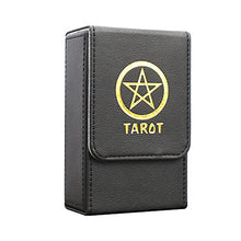 Load image into Gallery viewer, Black Lotus 80 Cards Capacity Tarot Cards Storage Box PU Leather Oracle Organizer Storage Case Game Double Layer Collection Flip Cover Tarot Holder (Black), tarot box
