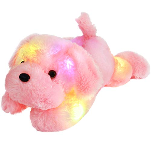 Wewill Creative Night Light Led Stuffed Animals Lovely Dog Glow Plush Toys Gifts For Kids 18 Inch (P