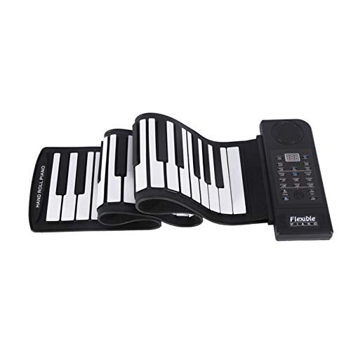 Roll Up Keyboard Piano, Electronic Keyboard Piano Portable 61-keys Roll Up Soft Silicone Flexible Electronic Digital Music Keyboard Piano for Children Beginners
