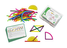 Load image into Gallery viewer, edxeducation GeoStix Deluxe Set - Learn Geometry with 100 Flexible Construction Sticks - Includes 2 Protractors and Activity Cards - Manipulative for Math, Art and Fine Motor Skills
