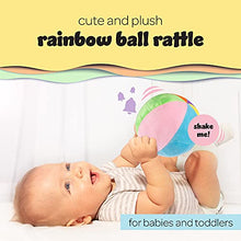 Load image into Gallery viewer, Plush Rainbow Fabric Ball Rattle | Soft Plush Ball for Baby &amp; Toddlers | Baby First Ball | Infant Rattle Ball Toy | Rainbow Plush Ball | 0-36 Months
