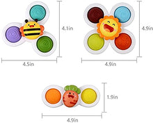 Load image into Gallery viewer, 3PCS Suction Cup Spinner Bath Toy for 1 2 Year Old Baby Toys Spinning Top Baby Toys Sensory Toys for Toddlers 1-3
