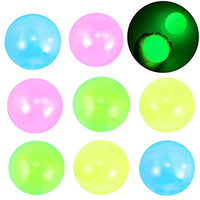 Ceiling Sticky Glowing Balls, 8 Pcs Neon Color Sticky Throwing Stress Balls Luminescent Squeeze Vent Ball Fluorescence Goo Ball Fun Toy for Kids and Adults