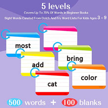 Load image into Gallery viewer, 500 Dolch &amp; Fry Sight Words Flash Cards,50 Blank Cards 6 Rings from Pre-K to Third Grade
