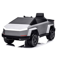 Modern-Depo MX Truck Ride On Car with Remote Control, Cyber Style Pickup Truck 12V Electric Car for Kids to Drive, Painted Silver