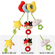 Load image into Gallery viewer, AIPINQI Infant Stroller Toy, Baby Car Seat Toys for Infant Baby Bed Stroller Toy Suitable Pram Crib Plush Toy for Boys Girls Spiral Activity Toy with Rattles and BB Squeaker,,Cow
