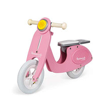 Load image into Gallery viewer, Janod Mademoiselle Pink Scooter Balance Bike  Retro-Style Adjustable Wooden Beginner Bike with Ergonomic Handles - Encourages Kids Balance and Coordination - Ages 3+
