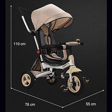 Load image into Gallery viewer, Moolo Children&#39;s Tricycle 1-3-5 Year Old Child Toy Cart, Lightweight Folding Reclining Seat Rotating Seat Titanium Empty Wheel (Color : Khaki)
