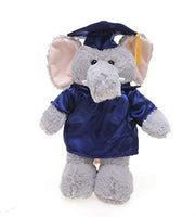 Plushland Elephant Plush Stuffed Animal Toys Present Gifts for Graduation Day, Personalized Text, Name or Your School Logo on Gown, Best for Any Grad School Kids 12 Inches(Navy Cap and Gown)