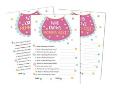 Load image into Gallery viewer, Inkdotpot Baby Bib Who Knows Mommy BestBaby Shower GameCards-FunActivity Cards Set of 50Gender Neutral Party Theme
