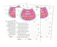 Inkdotpot Baby Bib Who Knows Mommy BestBaby Shower GameCards-FunActivity Cards Set of 50Gender Neutral Party Theme