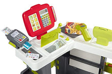 Load image into Gallery viewer, Smoby 350213 Kids Supermarket Playset with 42 Accessories inc. Cash Register, Microphone, Credit Card Reader, Barcode Scanner, Fruit &amp; More, Dummy Boxes and Toy Vegetables/Fruits Included
